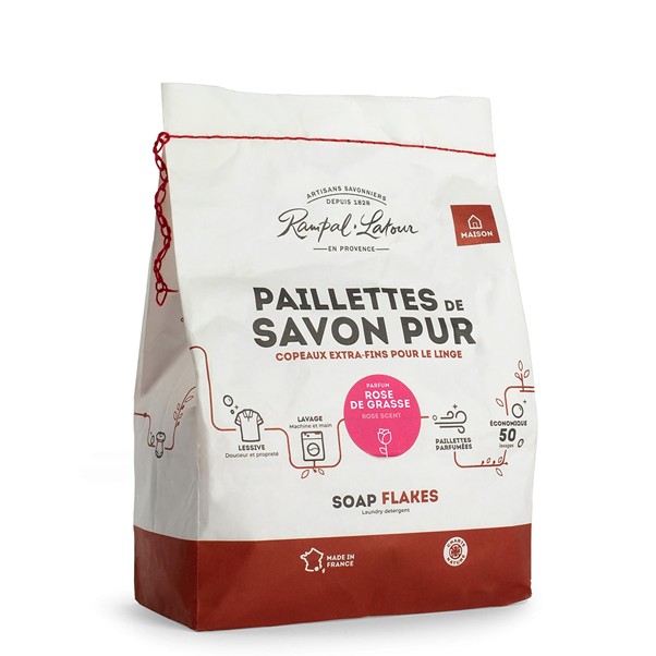 Rampal Latour Laundry Soap Flakes 750g – Rose de Grasse Fragrance and 100% Pure Vegetable Oil